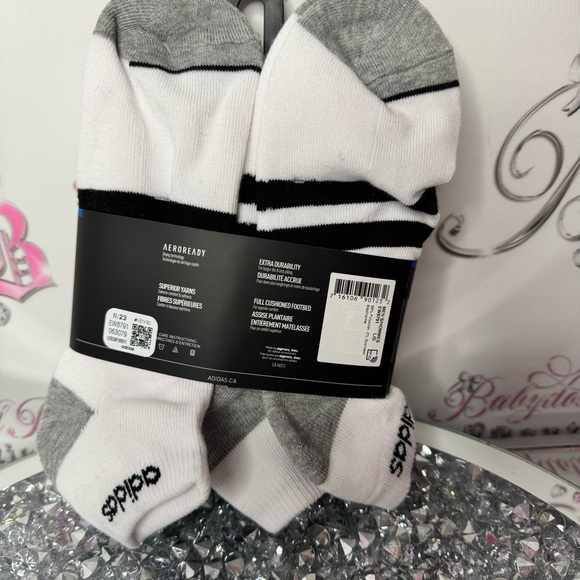 Adidas socks cushioned white grey black men’s 6-12 size brand new in package - Picture 4 of 6
